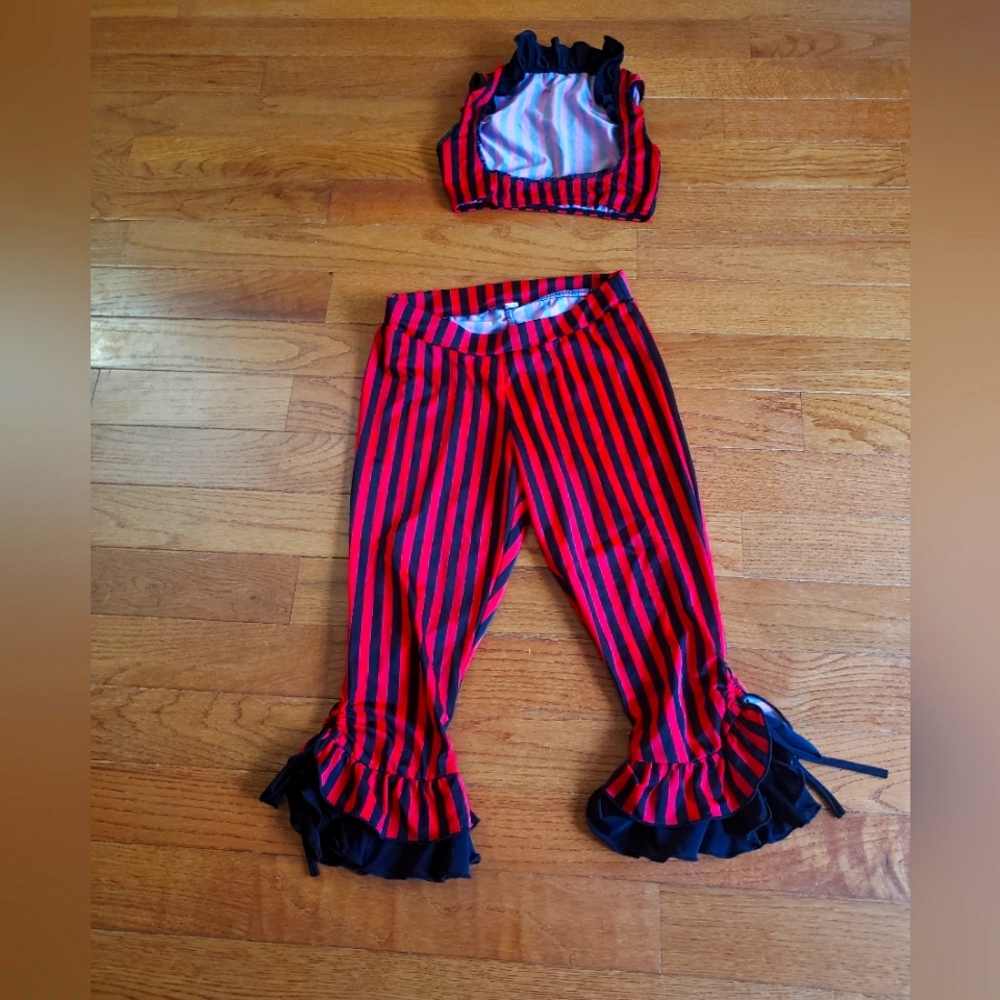 Circus/harlequin/burlesque/steampunk u top and capri pants size S